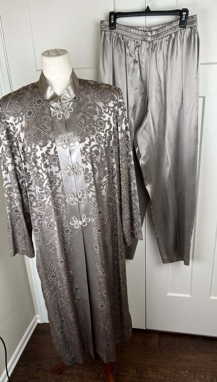 Vintage R&M Richards Karen Kwong 18W Asian Brocade Kimono Pants Set Frog Closure